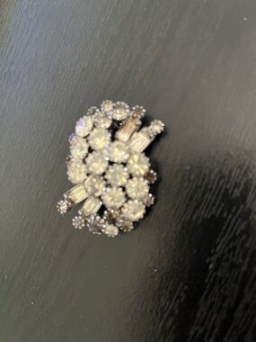 Vintage Silver-Tone Clear Crystal Cluster Brooch